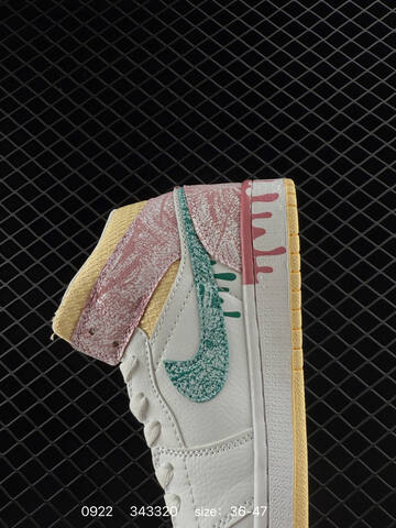 Jordan Air Jordan 1 Mid White Pink Teal Pale Yellow EU 36-47 Basketball Shoe - Unisex BS-80651