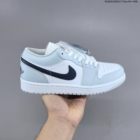 Jordan Air Jordan 1 Low White Light Blue Navy 36 46 Casual - Unisex (BS-66955)