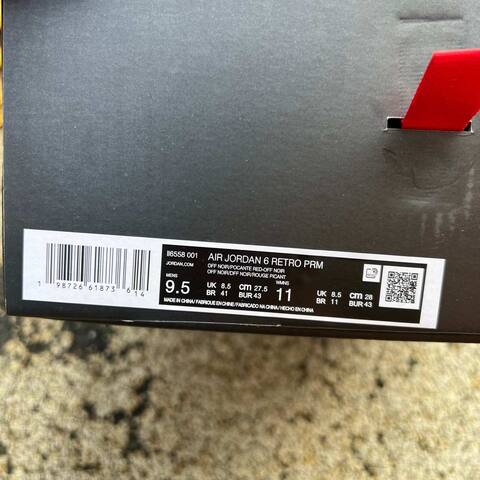 Jordan Air Jordan 6 Retro PRM II6558 001 Off Noir Pocante Red US 9 5 UK 8 5 BR 41 Cm 27 5 Basketball Shoe - Men's (BS-87297)