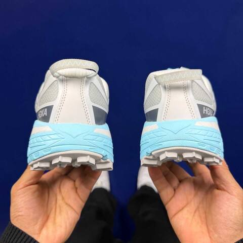 HOKA Mafate Three 2 Off White Light Blue Grey Trail Shoe Trail Running Sneakers (BS-86807)