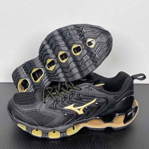 Mizuno Wave Prophecy LS Black Gold Running Shoe Running Sneakers BS-86781