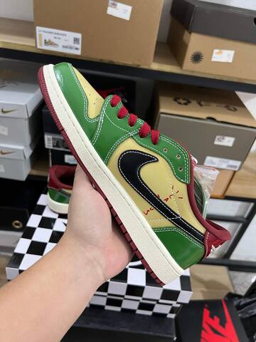 Jordan Air Jordan 1 Low Green Beige Red Cream Black Sneaker (BS-87217)