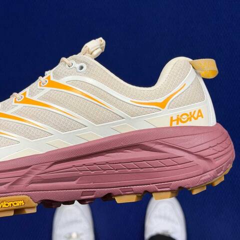 HOKA Mafate Three 2 Cream Orange Mauve Tan Trail Shoe Trail Running Sneakers (BS-86806)