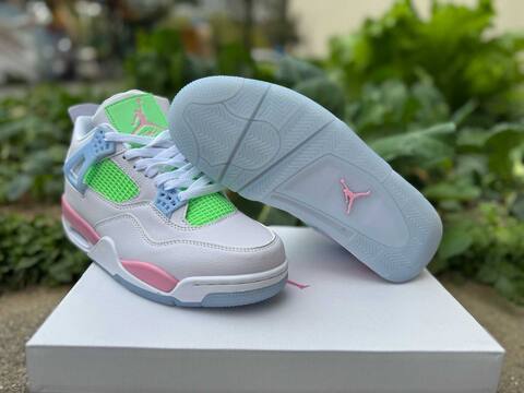 Jordan Air Jordan 4 Retro White Green Pink Light Blue Basketball Shoe (BS-87275)