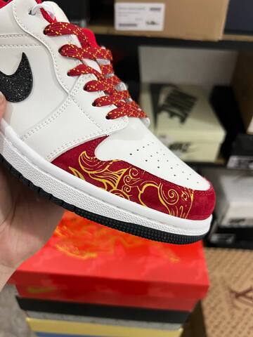Jordan Air Jordan 1 Low DF61 9002 White Red Black Yellow EUR 40 Sneaker - Men's (BS-87227)