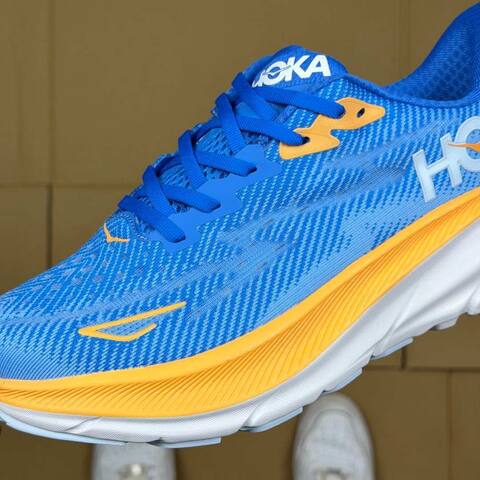 HOKA ONE ONE Clifton 9 Blue Orange White Light Blue Running Shoe Running Sneakers (BS-86867)