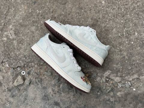 Jordan Air Jordan 1 Retro Low OG CNY IQ1108-011 Light Blue White Sail Brown Gold Sneaker (BS-87193)
