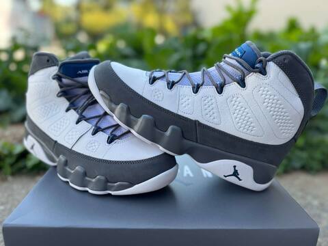 Jordan Air Jordan 9 Flint Grey HV4794-100 White French Blue Flint Grey Basketball Shoe (BS-87317)