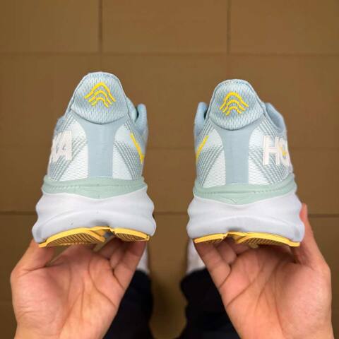 HOKA ONE ONE Clifton 9 Light Blue White Yellow Running Shoe Running Sneakers (BS-86862)