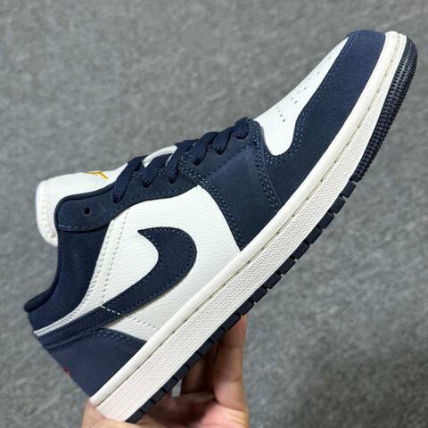 Jordan Air Jordan 1 Low IO7448-400 White Navy Blue Yellow Red Sneaker (BS-87172)