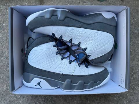 Jordan Air Jordan 9 Flint Grey HV4794-100 White French Blue Flint Grey Basketball Shoe (BS-87317)