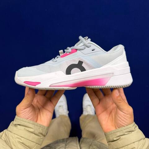On The Roger Pro Light Grey White Pink Blue Tennis Shoe Casual Sneakers (BS-86756)