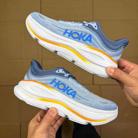 HOKA Bondi 9 Light Blue Navy Blue White Orange Yellow Running Shoe Running Sneakers (BS-86911)