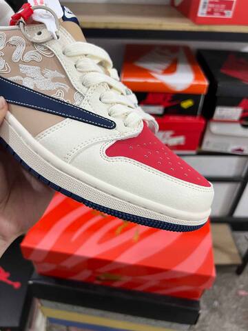 Jordan Air Jordan 1 Low Travis Scott CNY 2026 JY6988-145 Sail Red Navy Beige Sneaker (BS-87211)