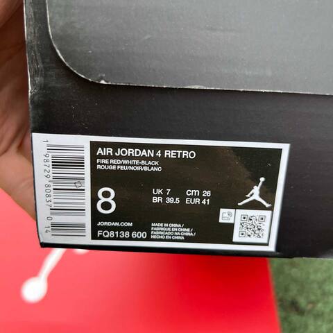 Jordan Air Jordan 4 Retro FQ8138 600 Fire Red White Black EUR 41 Basketball Shoe - Men's (BS-87270)