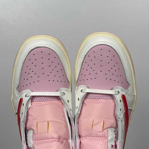 Jordan Air Jordan 1 Low OG Travis Scott IQ7604-101 White Pink Red Cream Sneaker (BS-87145)