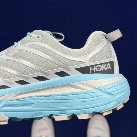 HOKA Mafate Three 2 Off White Light Blue Grey Trail Shoe Trail Running Sneakers (BS-86807)