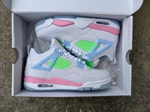 Jordan Air Jordan 4 Retro White Green Pink Light Blue Basketball Shoe (BS-87275)