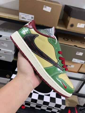 Jordan Air Jordan 1 Low Green Beige Red Cream Black Sneaker (BS-87217)