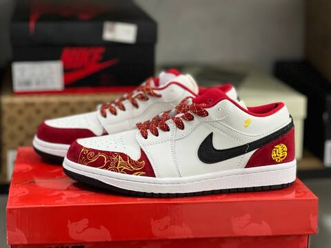 Jordan Air Jordan 1 Low DF61 9002 White Red Black Yellow EUR 40 Sneaker - Men's (BS-87227)
