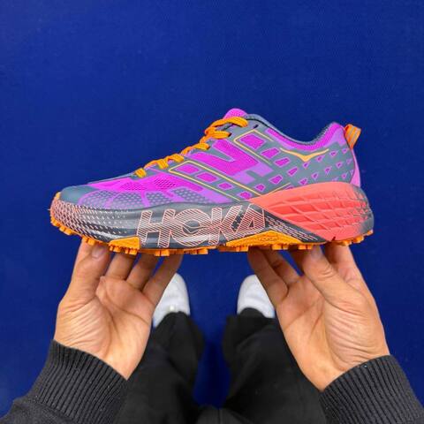 HOKA Speedgoat 2 Purple Orange Dark Grey Coral Trail Shoe Trail Running Sneakers (BS-86814)