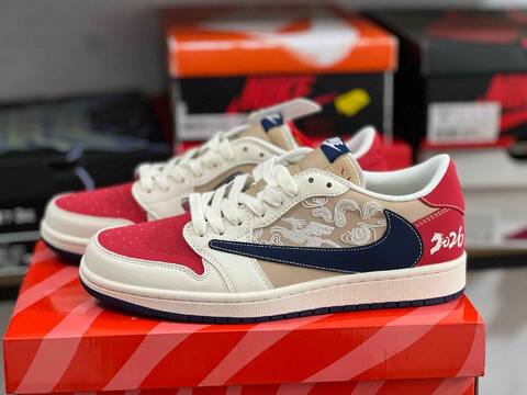 Jordan Air Jordan 1 Low Travis Scott CNY 2026 JY6988-145 Sail Red Navy Beige Sneaker (BS-87211)