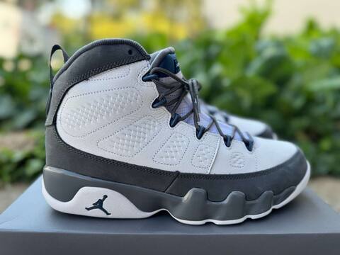 Jordan Air Jordan 9 Flint Grey HV4794-100 White French Blue Flint Grey Basketball Shoe (BS-87317)