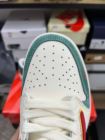 Jordan Air Jordan 1 Low Travis Scott CNY SD6867-119 Sail Green Red Yellow Sneaker (BS-87215)