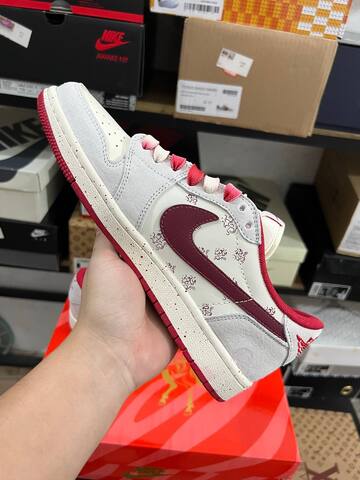 Jordan Air Jordan 1 Low Travis Scott CNY 2026 YX5066-413 Off White Light Grey Red Burgundy Sneaker (BS-87226)