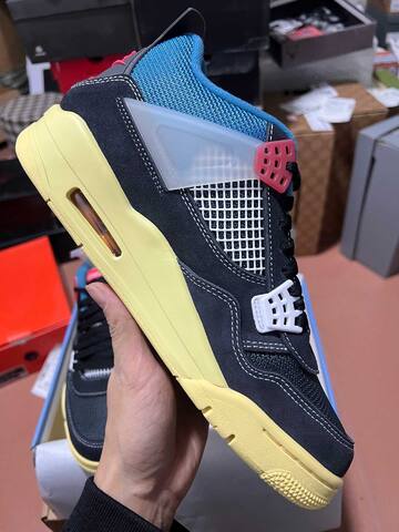 Jordan Air Jordan 4 Retro SP DC9533 001 Union Off Noir Black Blue Pink Cream White EU 42 5 Basketball Shoe - Men's (BS-87265)