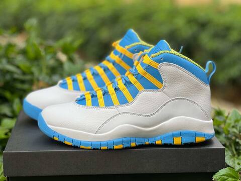 Jordan Air Jordan 10 Retro HOH HJ6779 112 White North Carolina Blue Yellow EU 43 Basketball Shoe - Men's (BS-87065)