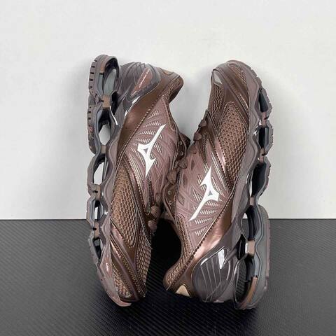Mizuno Wave Prophecy LS A251105 Brown Metallic Bronze White Dark Gray Running Shoe Running Sneakers BS-86778
