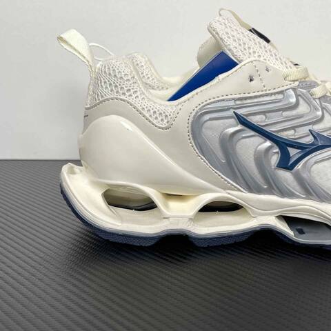 Mizuno WAVE PROPHECY J1 GC258384 Off White Silver Navy Running Shoe Running Sneakers (BS-86775)