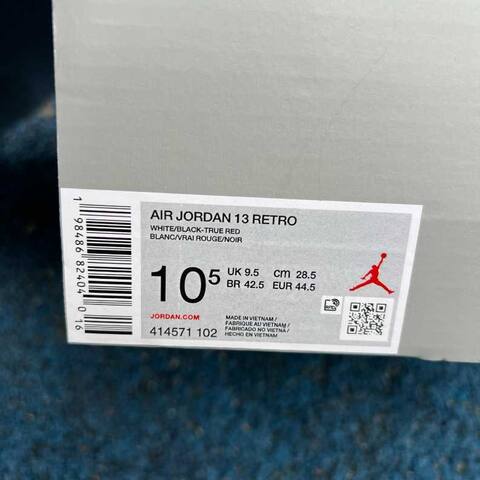 Jordan Air Jordan 13 Retro 414571-102 White Black True Red US 10 5 UK 9 5 EUR 44 5 BR 42 5 Cm 28 5 CN 285 Basketball Shoe - Men's (BS-87324)