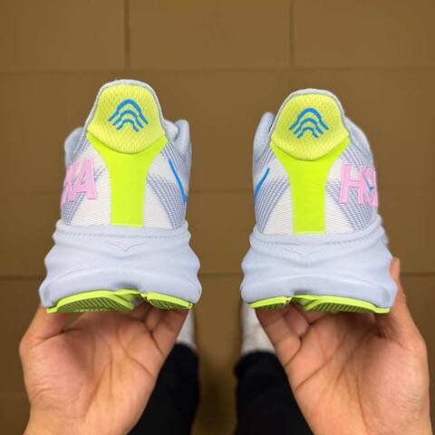HOKA ONE ONE Clifton 9 Light Grey Blue Pink Neon Yellow Running Shoe Running Sneakers (BS-86882)