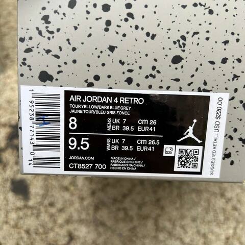 Jordan Air Jordan 4 Retro CT8527 700 Tour Yellow Dark Blue Grey White Black US 8 UK 7 EUR 41 Basketball Shoe - Men's (BS-87251)