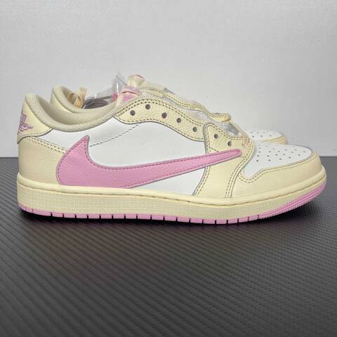 Jordan Air Jordan 1 Low OG SP Travis Scott IQ7604-100 Cream White Pink Yellow Sneaker (BS-87180)