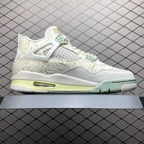 Jordan Air Jordan 4 Somos Eternos IM8116-047 Off White Gold Light Green Basketball Shoe (BS-87278)