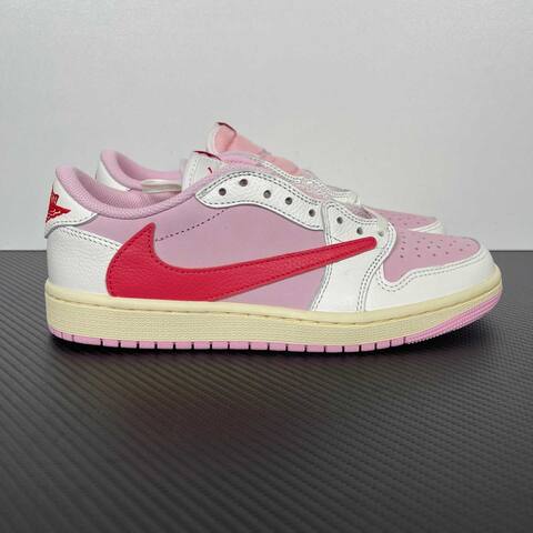 Jordan Air Jordan 1 Low OG Travis Scott IQ7604-101 White Pink Red Cream Sneaker (BS-87145)