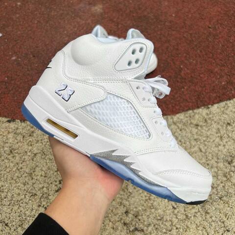 Jordan Air Jordan 5 Retro Sngl Dy HQ7978 103 White Metallic Silver Blue Black US 8 5 UK 7 5 EUR 42 26 5cm BR 40 Basketball Shoe - Men's (BS-87292)