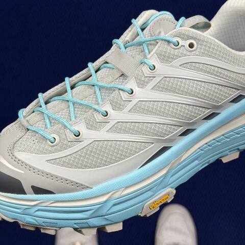 HOKA Mafate Three 2 Off White Light Blue Grey Trail Shoe Trail Running Sneakers (BS-86807)