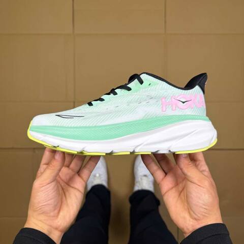 HOKA ONE ONE Clifton 9 Mint Green White Black Pink Yellow Running Shoe Running Sneakers (BS-86859)