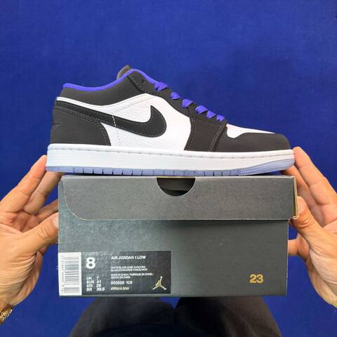 Jordan Air Jordan 1 Low 553558-108 White Black Dark Concord EU 41 Sneaker - Men's (BS-87150)