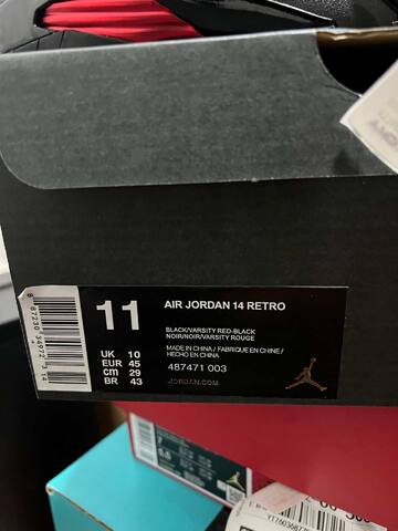 Jordan Air Jordan 14 Retro 487471 003 Black Varsity Red EU 45 Basketball Shoe - Men's (BS-87333)