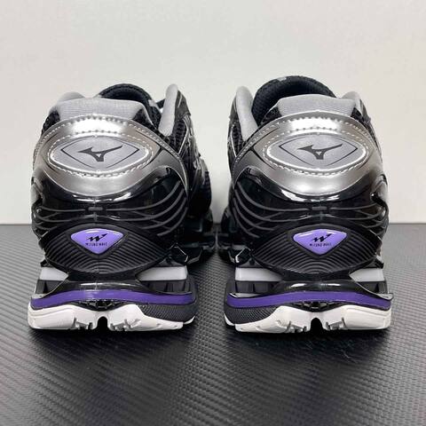 Mizuno Wave Prophecy LS Black Silver Purple White Running Shoe Running Sneakers (BS-86779)