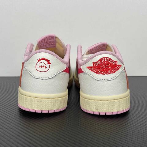 Jordan Air Jordan 1 Low OG Travis Scott IQ7604-101 White Pink Red Cream Sneaker (BS-87145)