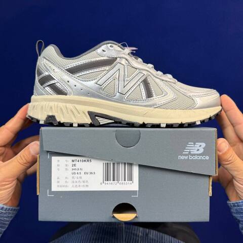 New Balance 410 V5 MT410KR5 Light Gray Silver Cream Dark Gray EU 39 5 Trail Shoe - Women's (BS-87114)