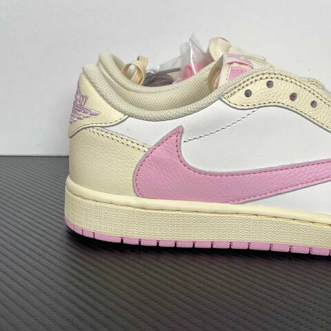 Jordan Air Jordan 1 Low OG SP Travis Scott IQ7604-100 Cream White Pink Yellow Sneaker (BS-87180)