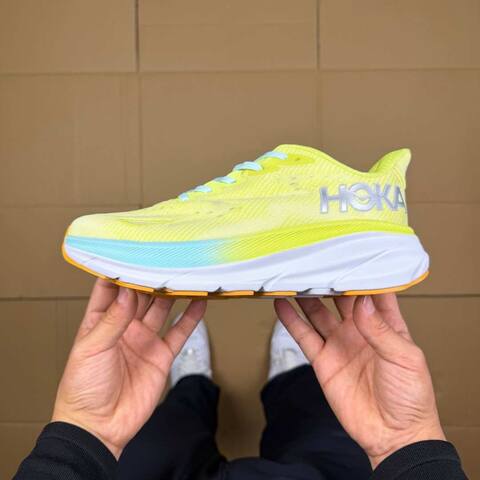 HOKA Clifton 9 Neon Yellow Light Blue White Orange Running Shoe Running Sneakers (BS-86858)