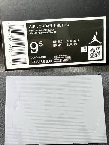Jordan Air Jordan 4 Retro FQ8138 600 Fire Red White Black EU 43 Basketball Shoe - Men's (BS-87252)